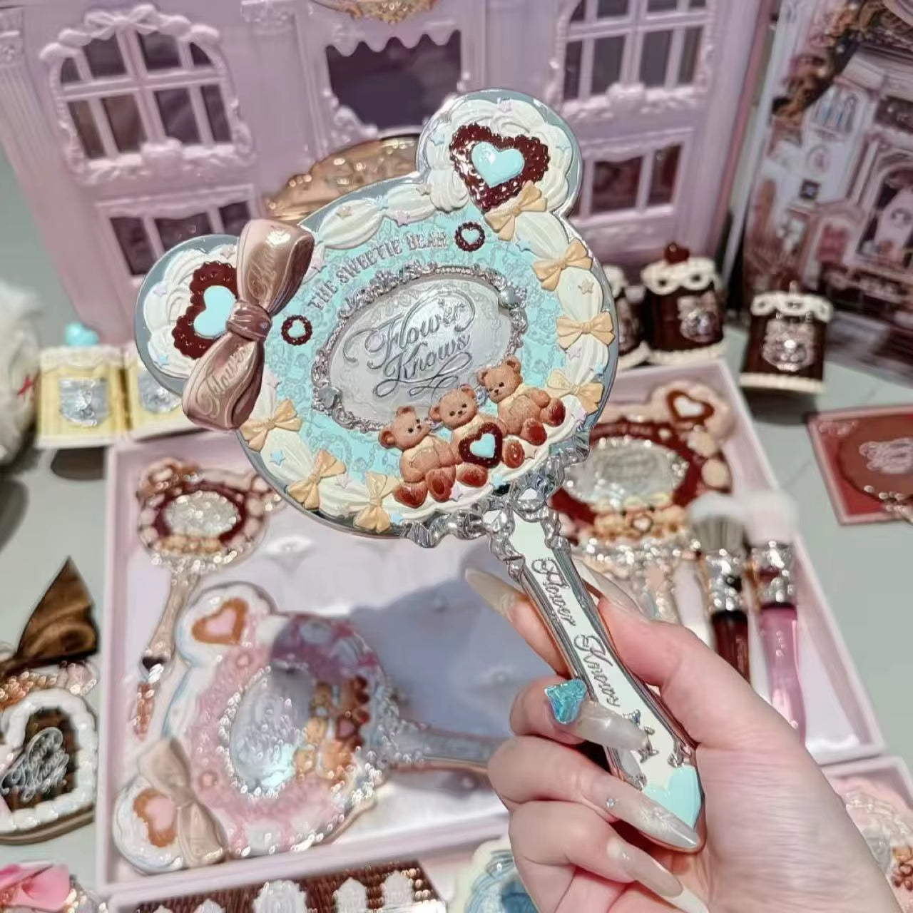 Flower Knows Vanity Mirror Violet Strawberry Rococo Hand Mirror Makeup Mirrors Portable Mirror with Handle