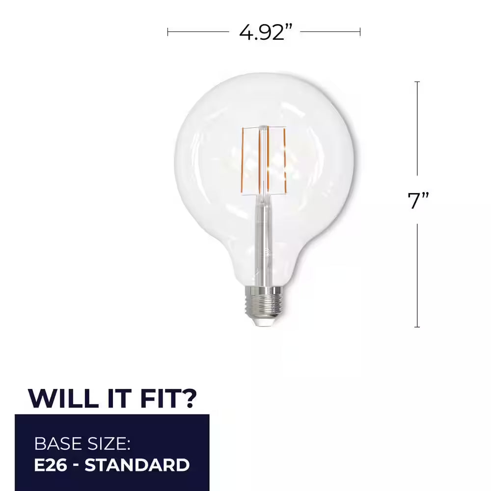 60-Watt Equivalent G40 Clear Dimmable Edison LED Light Bulb Warm White (2-Pack)