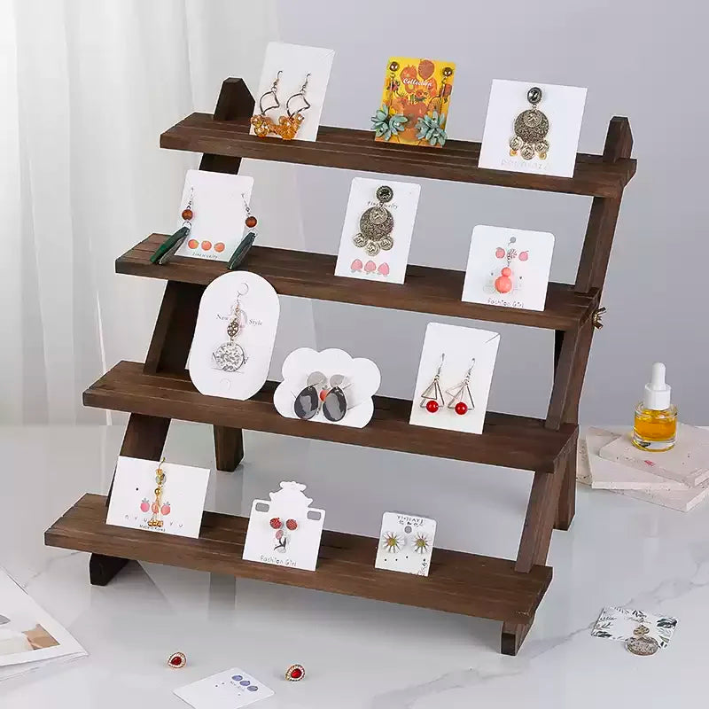Solid Wood Stepped Jewelry Display Rack Household Bedroom Cosmetics Perfume Storage Living Room Doll Car Model Display Rack