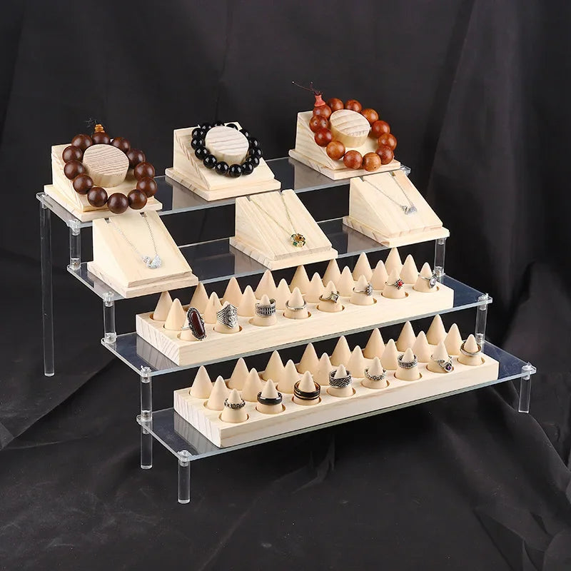 1-4 Layers Acrylic Display Stand Durable Display Rack for Cupcake Perfume Doll Transparent Trapezoidal Blind Boxes Storage Shelf