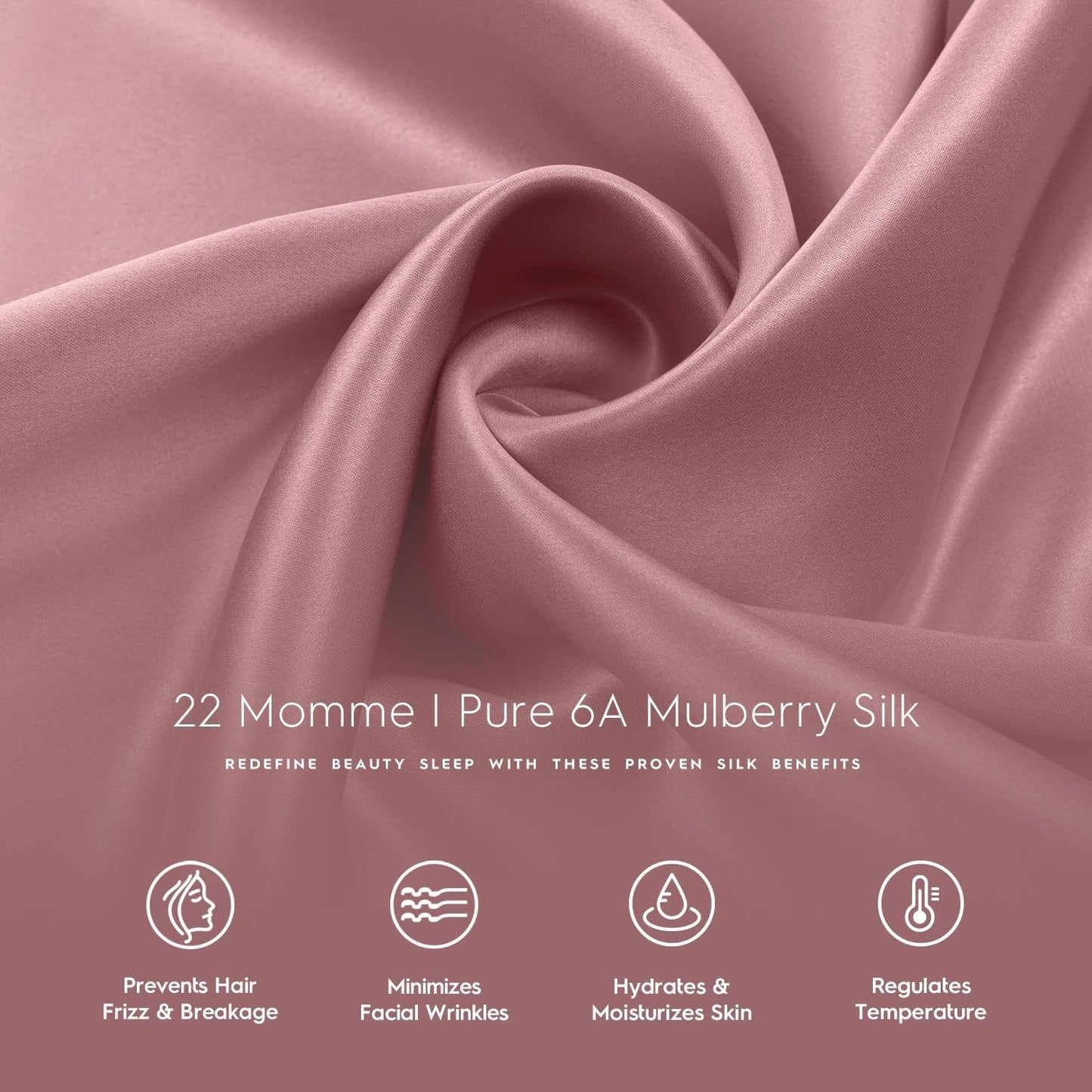 Pillow Cases - 22Mm 100% Pure Mulberry 6A Silk Pillowcase for Hair & Skin with Zipper Closure, Cooling, Natural, Organic, Double Sided Silk Pillow Case (Misty Rose Pink, Queen 20X30 1Pc)