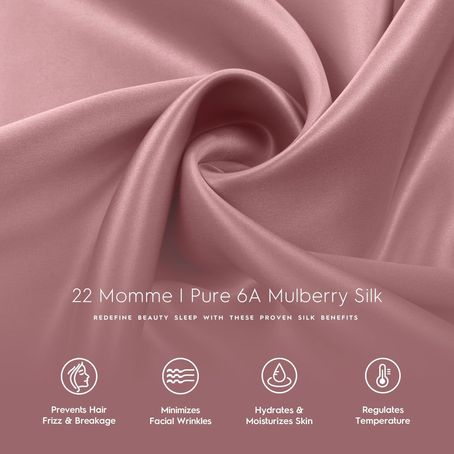 Pillow Cases - 22Mm 100% Pure Mulberry 6A Silk Pillowcase for Hair & Skin with Zipper Closure, Cooling, Natural, Organic, Double Sided Silk Pillow Case (Misty Rose Pink, Queen 20X30 1Pc)