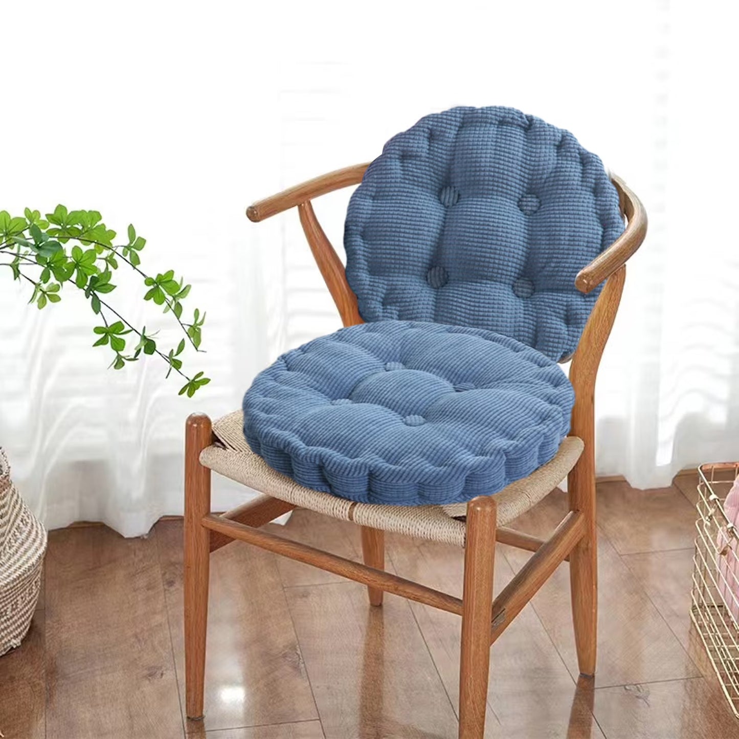 round Floor Pillow, Large Meditation Seat Cushion for Adult, 16" Circle Tufted Corduroy Solid Chair Pad, Thicken Soft Cotton Filled Seat Pads Non-Slip Floor Cushion for Living Room Tatami Patio