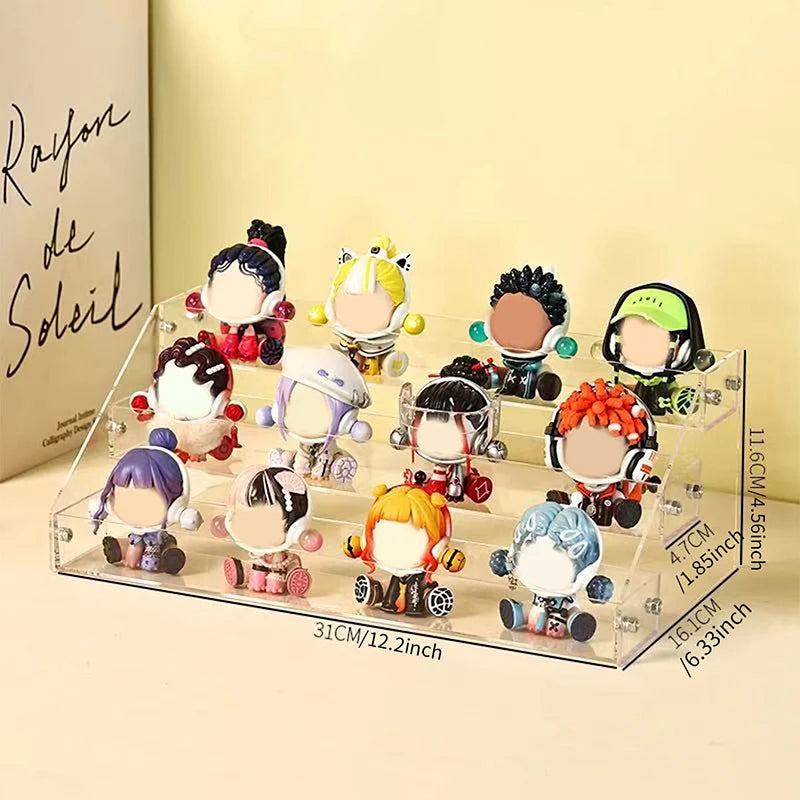 Multi-Layer Acrylic Ladder Shelf Clear Display Rack for Doll Clay Figurine Perfume Display Stand Transparent Storage Shelf