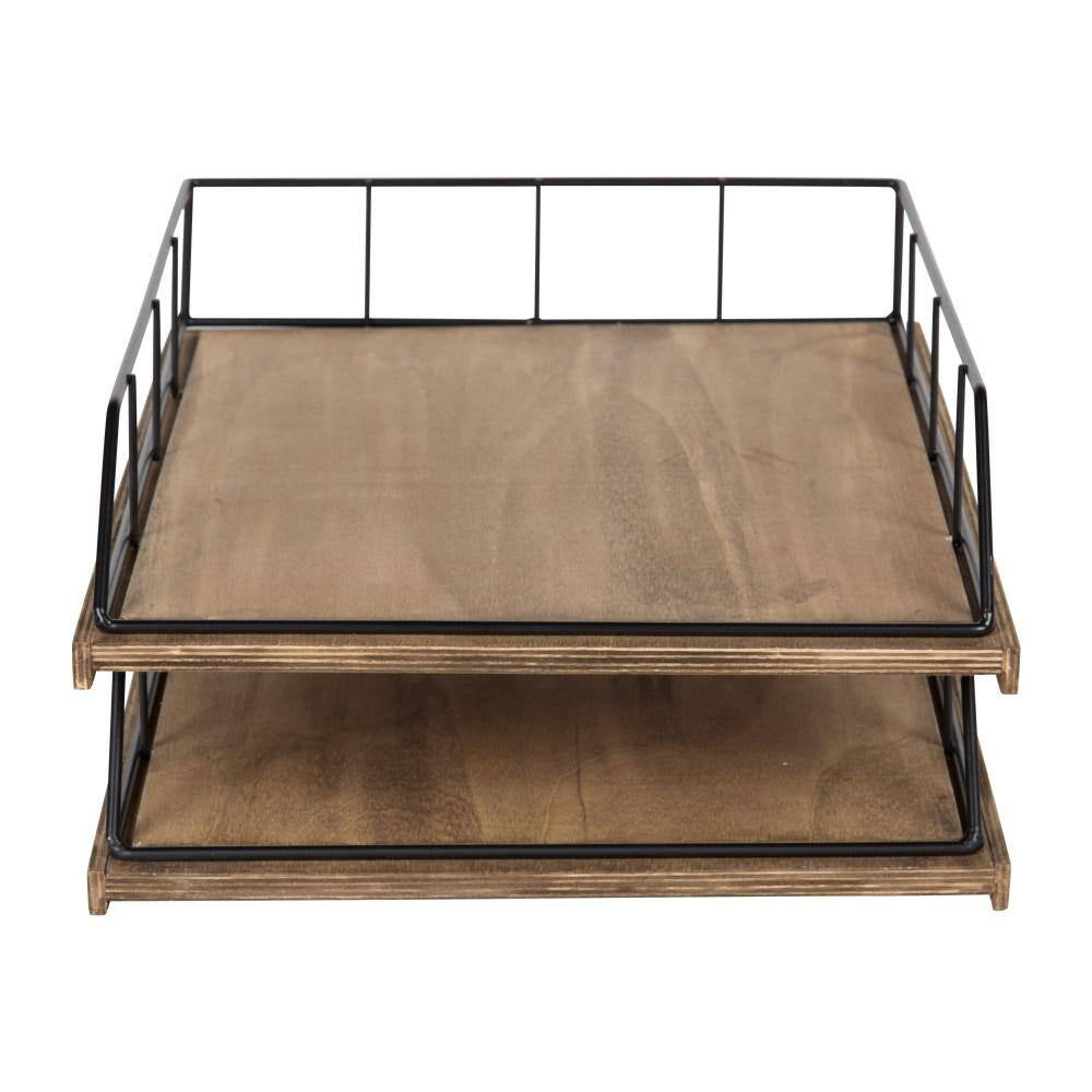 Benbrook Rustic Brown/Black Metal Letter Tray (2-Pack)