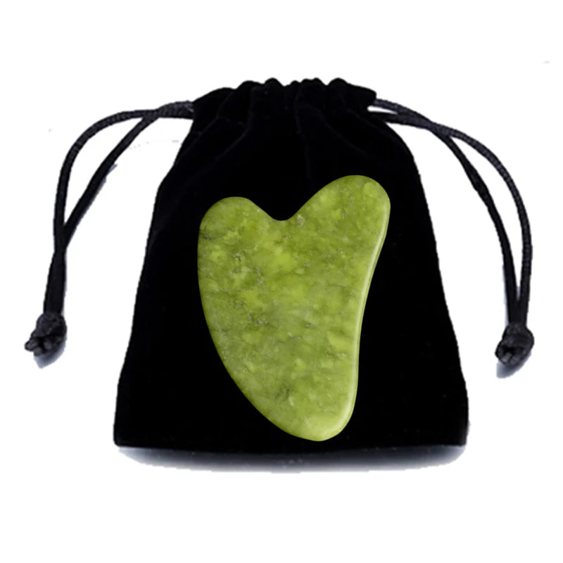 Natural Gua Sha Jade Stone for Face Guasha Massage Tools Body Acupuncture Stick Beauty Gouache Scraper with Black Velvet Bag