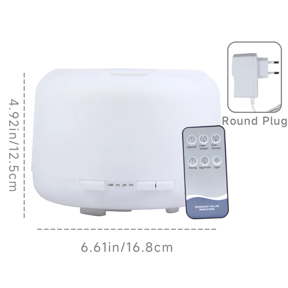 500Ml Essential Oil Diffuser Quiet Aromatherapy Mist Diffusers Ultrasonic Remote Control Air Humidifier with Timing Function