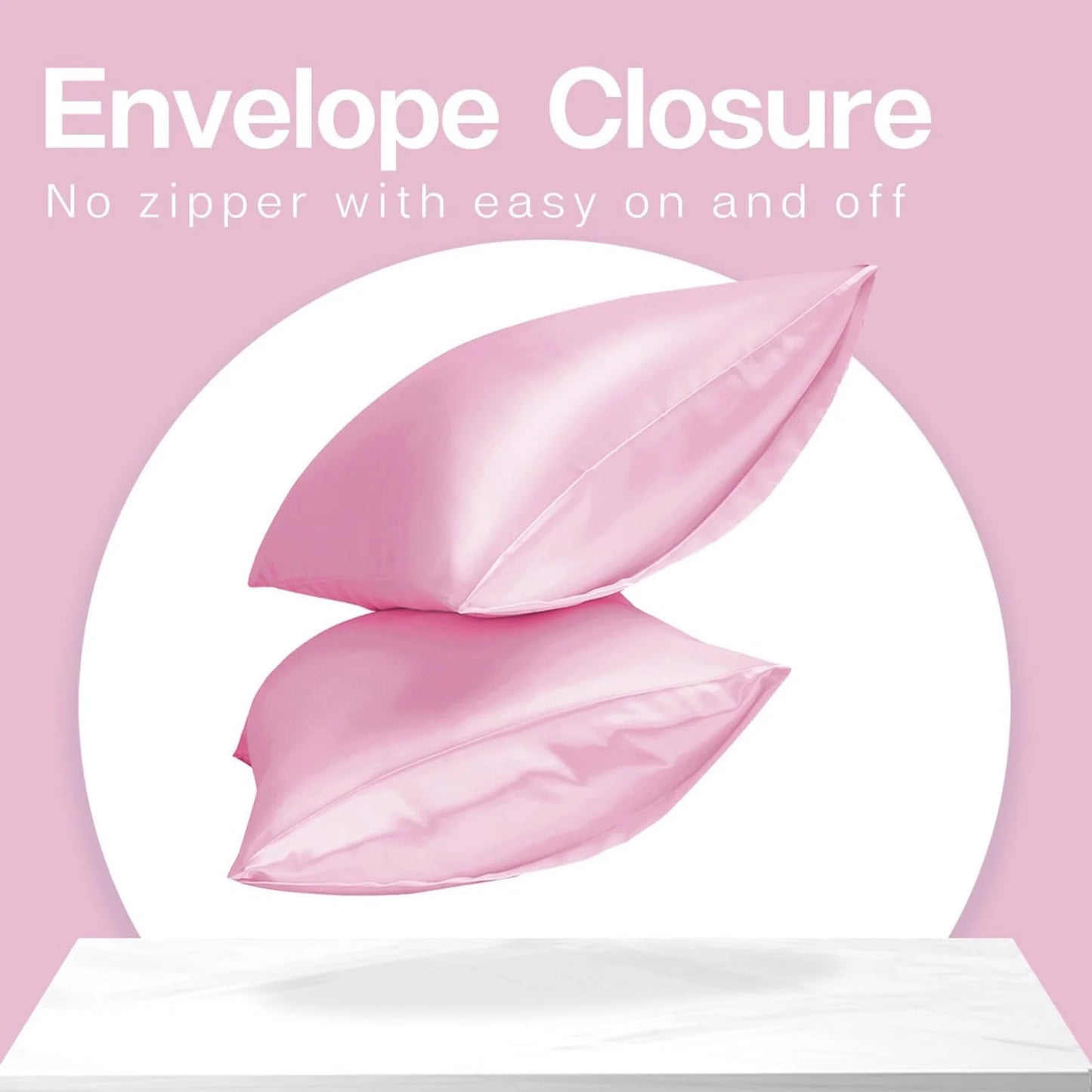 Satin Pillow Case, 2 Pack Satin King Silky Pillowcase for Hair and Skin, Satin Pillowcase Set of 2, 20X40, Pink