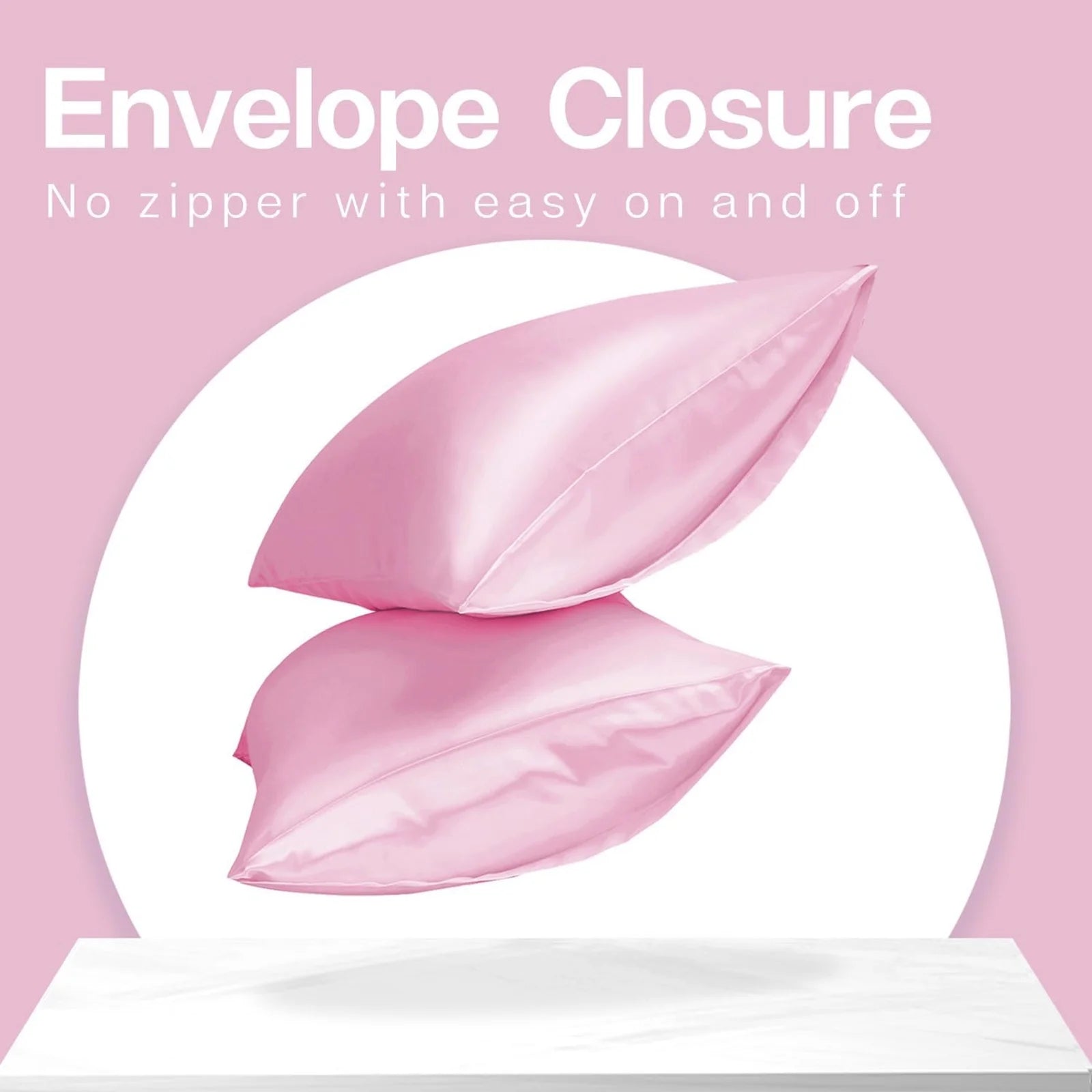 Satin Pillow Case, 2 Pack Satin King Silky Pillowcase for Hair and Skin, Satin Pillowcase Set of 2, 20X40, Pink