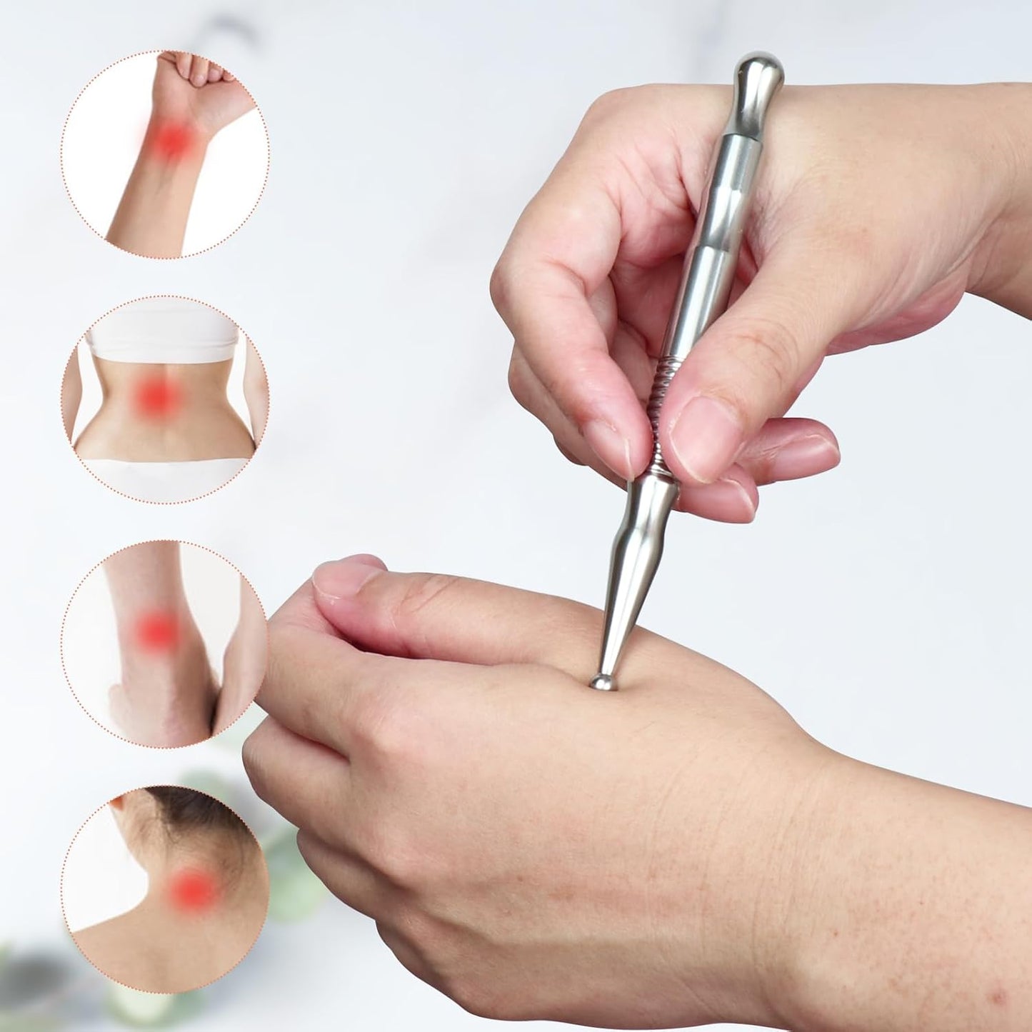 Stainless Steel Gua Sha Tool & Acupuncture Pen- Deep Tissue Massage & Pain Relief Therapy with Trigger Point - Full Body Self-Massage Acupressure Bar for Relaxation (JGS-3)