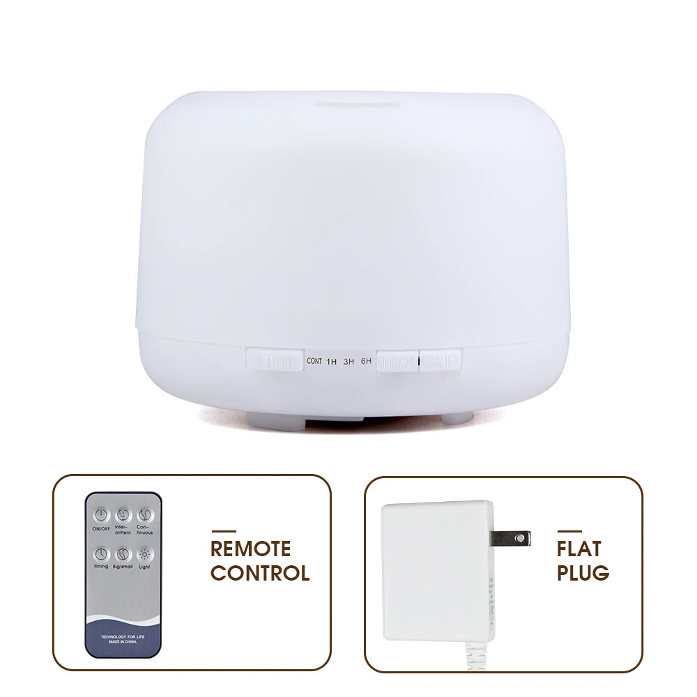 500Ml Essential Oil Diffuser Quiet Aroma Mist Diffusers Ultrasonic Air Humidifier Remote Control Timing Function with Lights