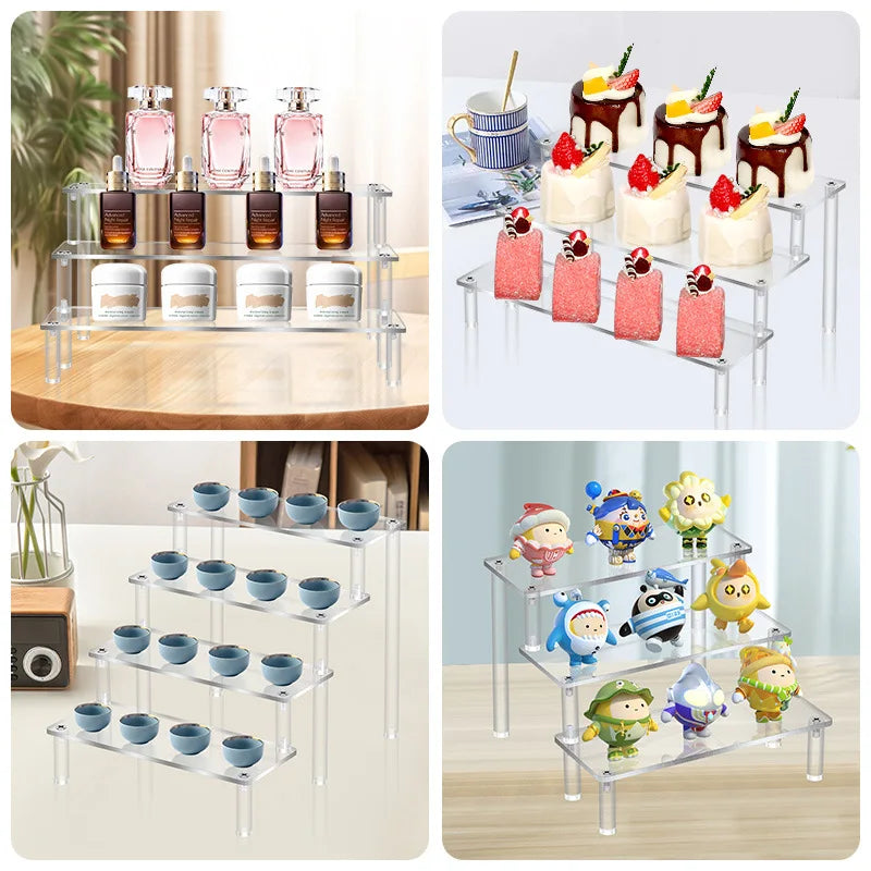 Clear Acrylic Display Stand for Anime Figures Cupcake Shelf Organizer Desserts Holder Jewels Display Risers Stand Perfume Stand