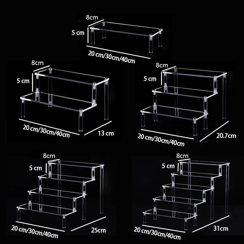 Acrylic Display Stand Transparent Ladder Shelf Doll Clay Figurine Animation Car Model Blind Box Perfume Storage Model Stand