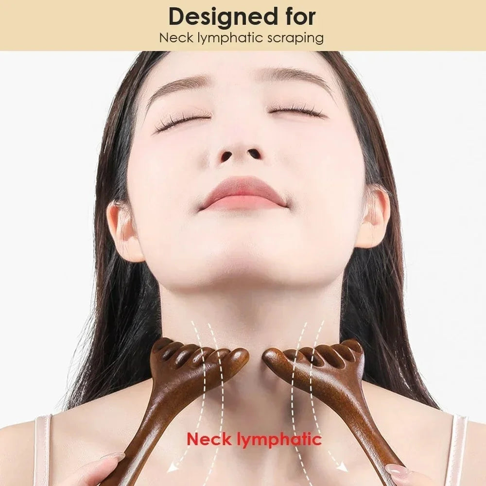 Wooden Meridian Massage Comb Anti-Static Six-Claw Head Massager Promote Blood Circulation Body Gua Sha Tools Head Massage Brush