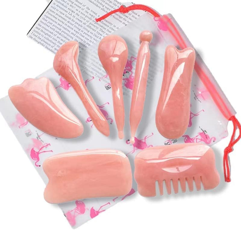 Gua Sha Facial Tools,7 Pcs Gua Sha Massage Tool,Guasha Board for SPA Acupuncture Therapy Trigger Point Treatment ，Can Be Used on Every Part of the Body