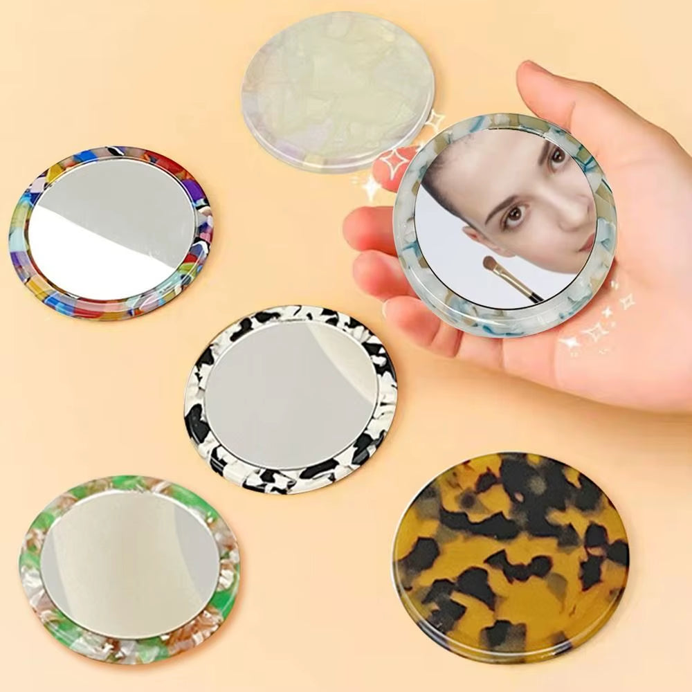 New Simple Acetate Mini round Mirror Makeup Mirror Cosmetic Vanity Mirror SPA Salon Compact Mirrors Portable Beauty Mirrors
