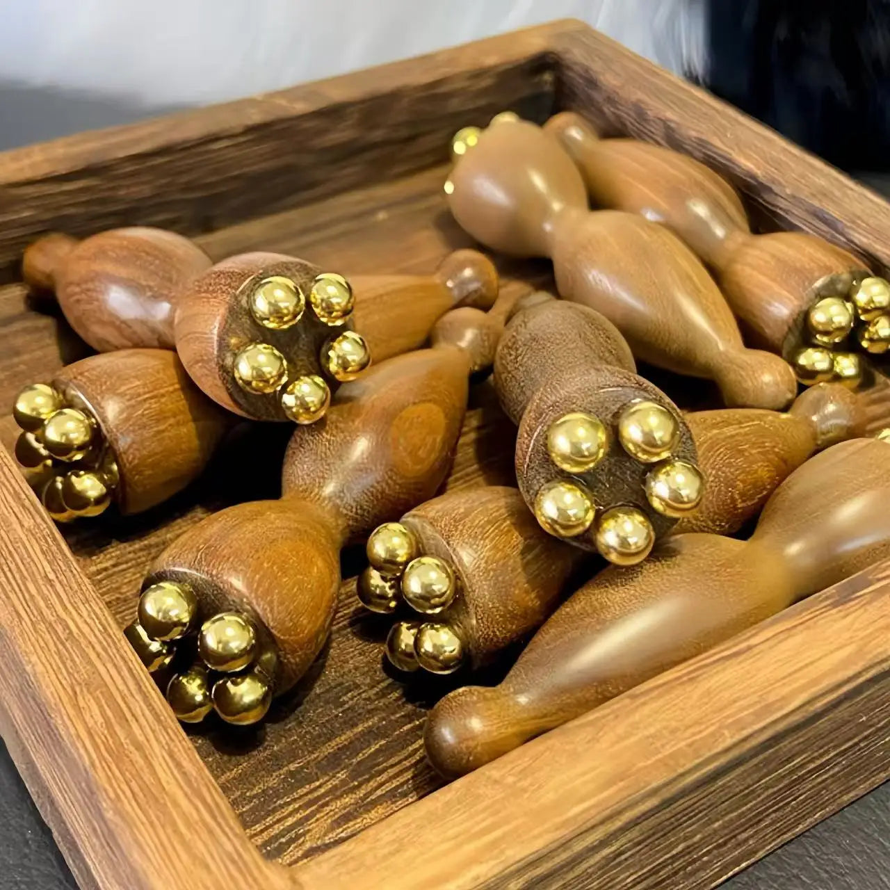 Hot Face Massage Tools Lotus Seedpod Beauty Brass & Rosewood Dark Circles Gua Sha Tool Eye Relaxation Meridians Acupoint Massage