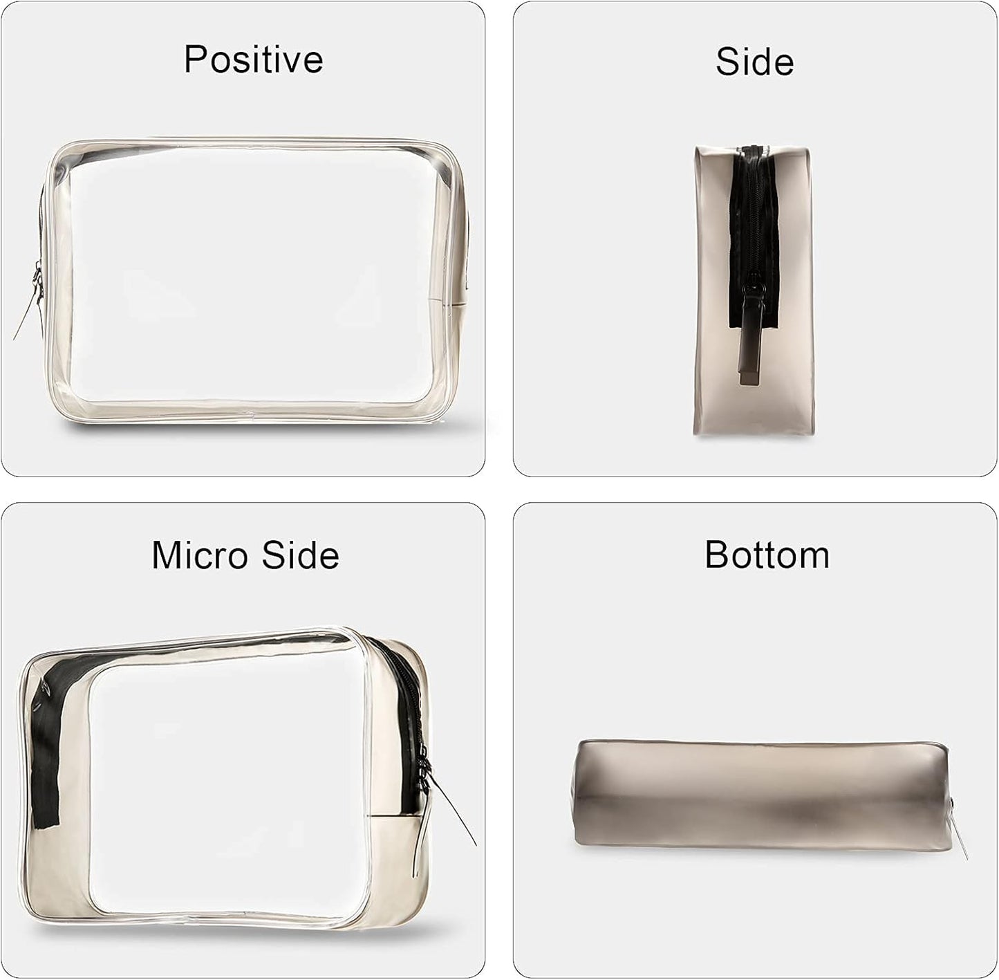4 Pcs Clear Makeup Bags with Zipper, Makeup Cosmetic Bag for Women Men, Makeup Bag for Travel, Bathroom