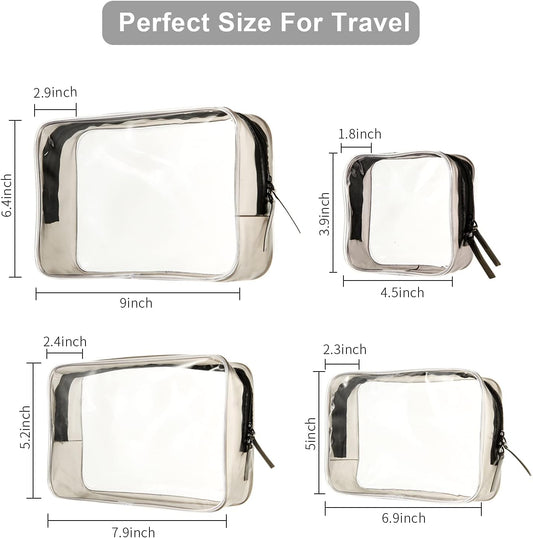 4 Pcs Clear Makeup Bags with Zipper, Makeup Cosmetic Bag for Women Men, Makeup Bag for Travel, Bathroom