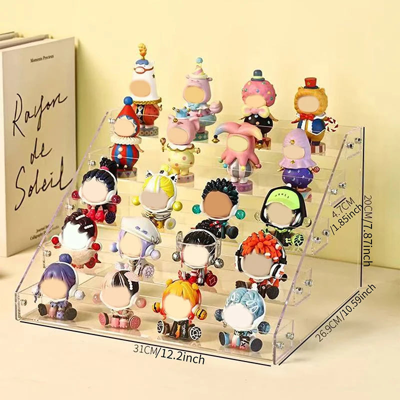 Multi-Layer Acrylic Ladder Shelf Clear Display Rack for Doll Clay Figurine Perfume Display Stand Transparent Storage Shelf