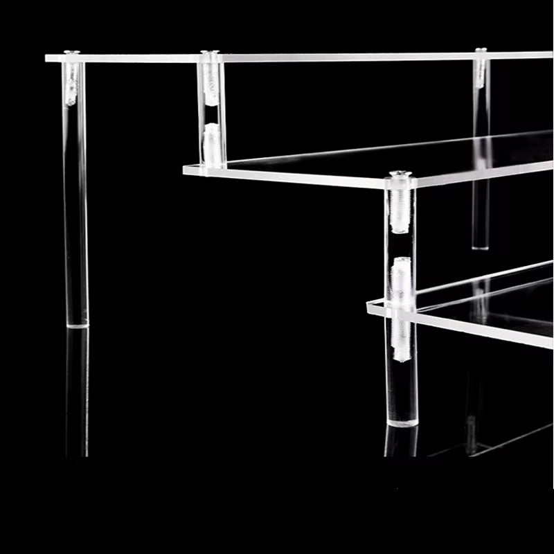 1-4 Tier Acrylic Display Stand Durable Display Rack for Cupcake Perfume Doll Transparent Trapezoidal Blind Box Storage Shelf