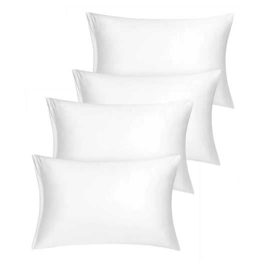Set of 4 Silky Satin Pillowcases Pillow Cover White King