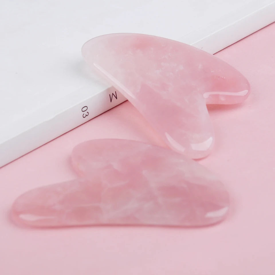 Natural Jade Stone Gua Sha Massage Board Rose Quartz Guasha Plate Jade Face Massager Scrapers Tools for Face Neck Back Body