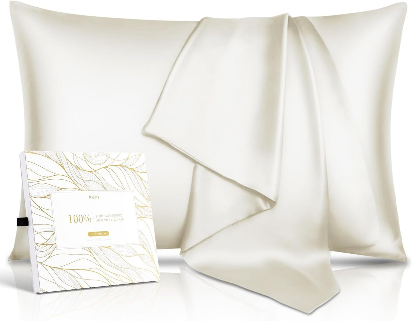 100% Pure Mulberry Silk Pillowcase for Hair & Skin - 22 Momme 6A High-Grade Fibers - Anti-Aging, Anti-Sleep Crease, Cooling Satin Pillowcases with Hidden Zipper (King 22X36 Inches)