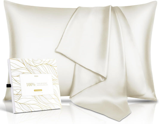 100% Pure Mulberry Silk Pillowcase for Hair & Skin - 22 Momme 6A High-Grade Fibers - Anti-Aging, Anti-Sleep Crease, Cooling Satin Pillowcases with Hidden Zipper (King 22X36 Inches)