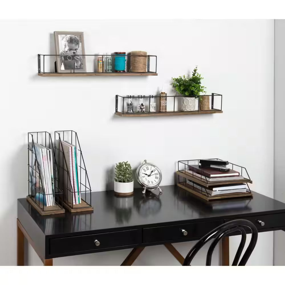 Benbrook Rustic Brown/Black Metal Letter Tray (2-Pack)