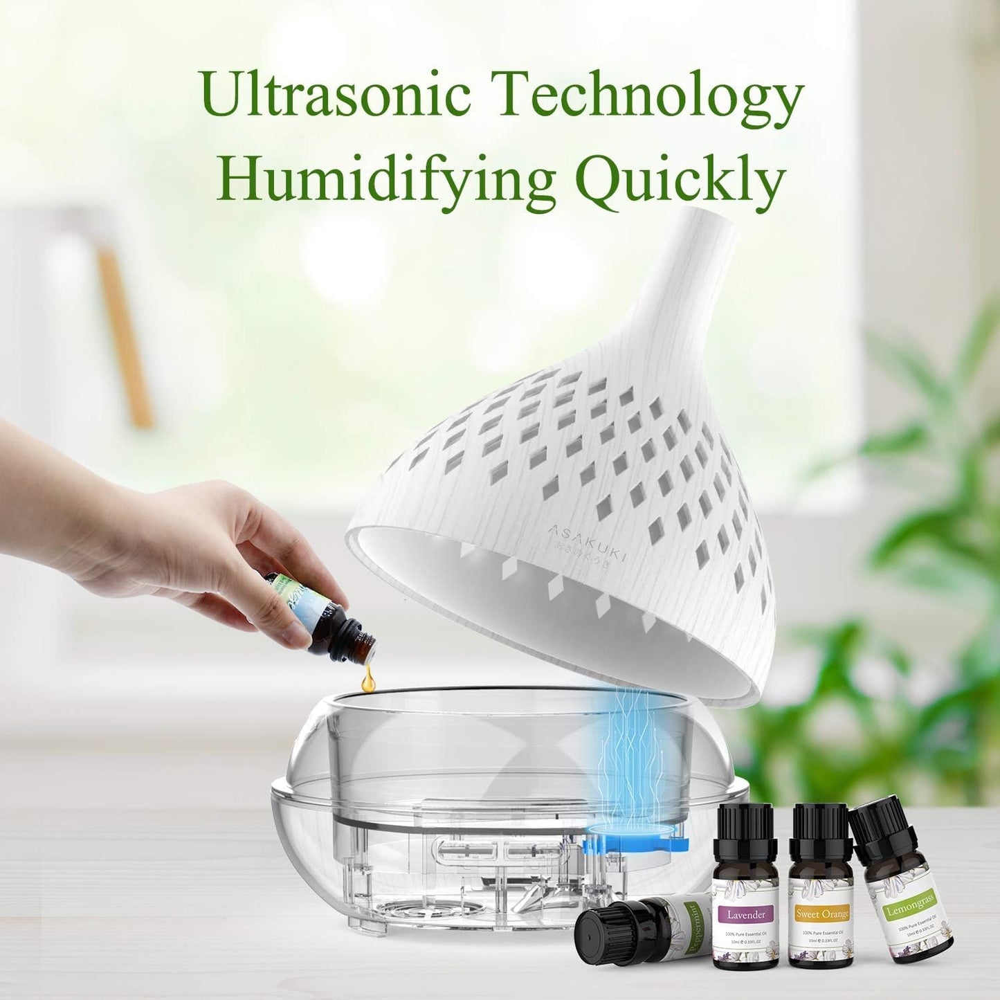 400Ml Essential Oil Diffuser with Remote Control, Aromatherapy Oil Diffuser with Cool Mist, Waterless Auto Shut-Off Humidifier and 7 Color LED Night Lights for Home Baby Office