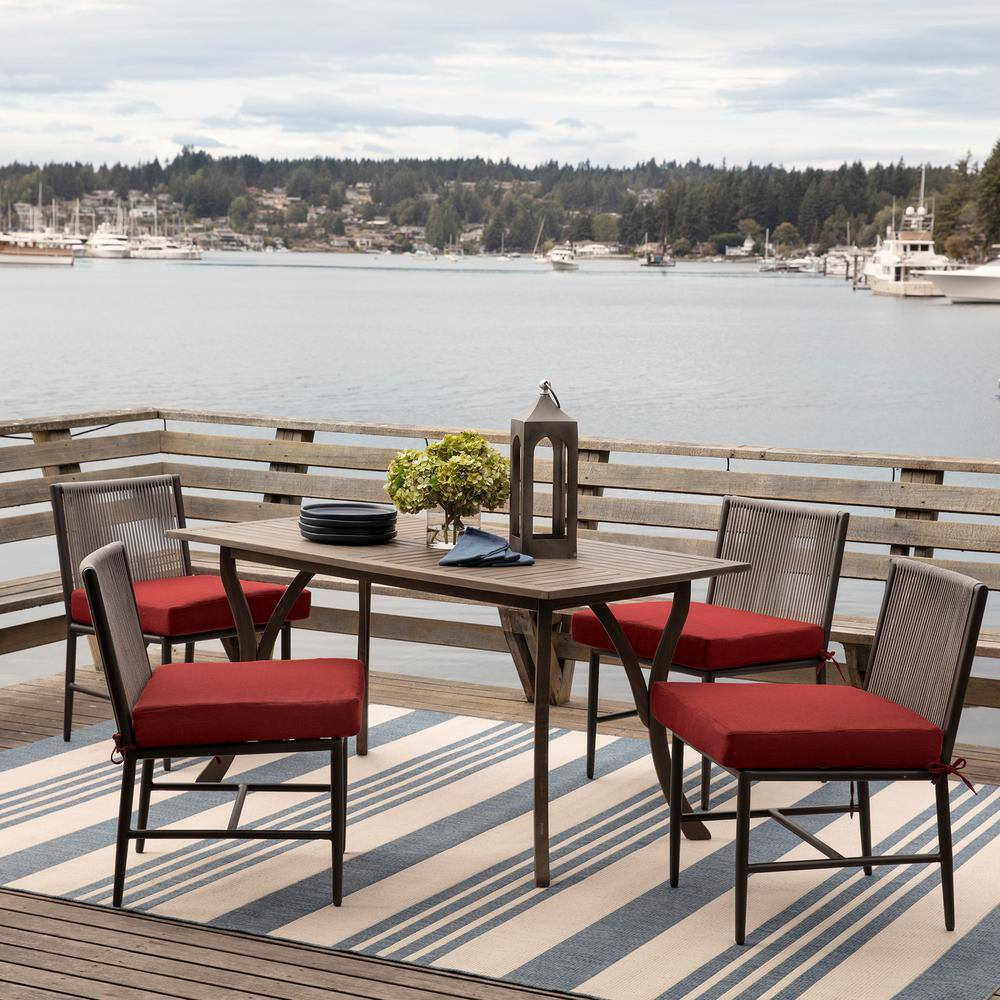 Oceantex 21 In. X 21 In. Nautical Red Square Outdoor Seat Cushion