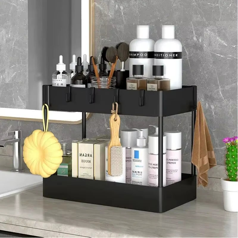 2 Tier under Sink Storage Organizer Multipurpose Rack Bathroom Kitchen Organizer Storage Multipurpose Holder Rack for Kitchen