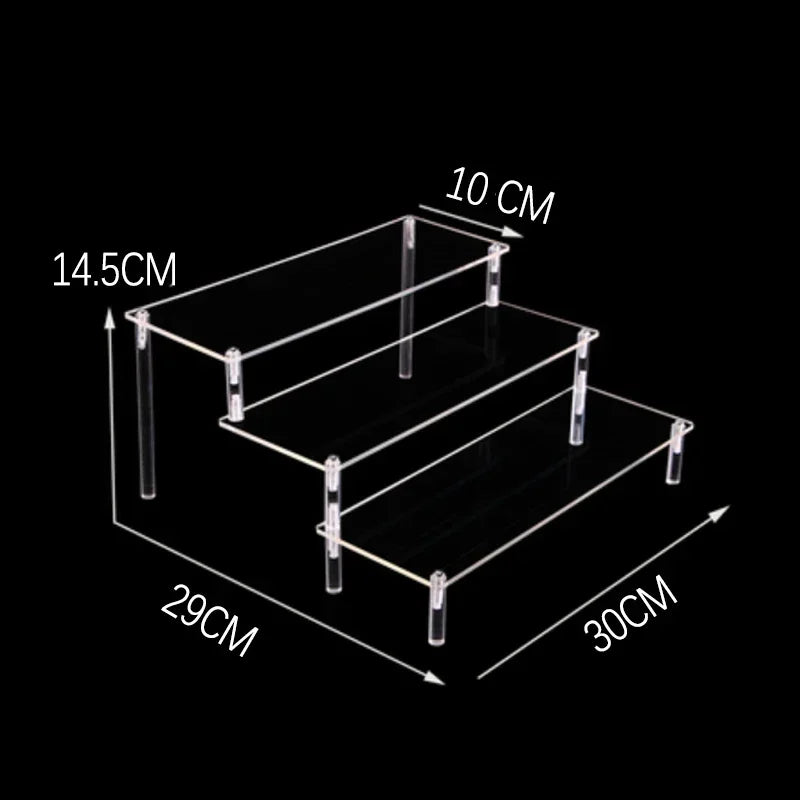 Acrylic Display Stand Transparent Ladder Shelf Doll Clay Figurine Animation Car Model Blind Box Perfume Storage Model Stand