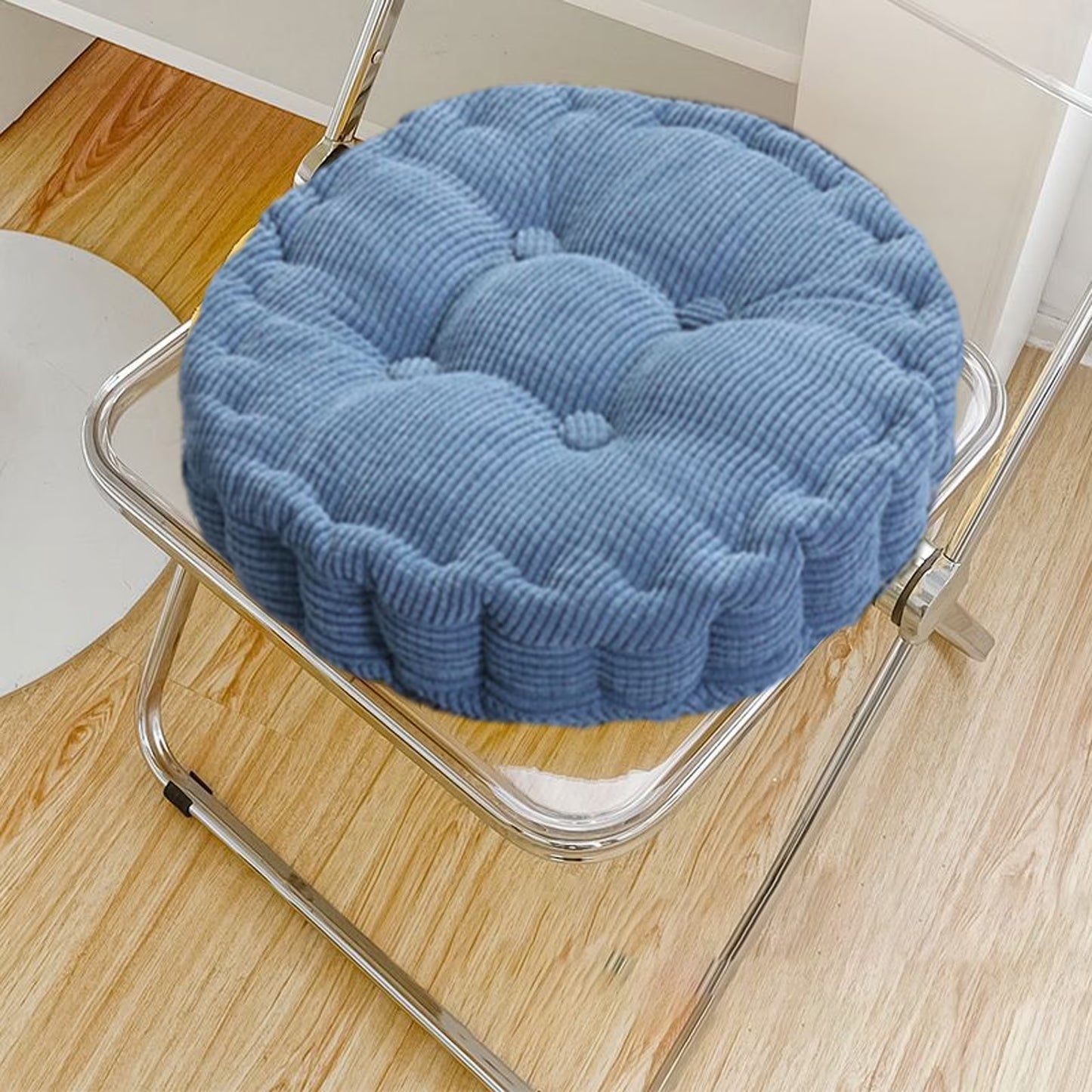round Floor Pillow, Large Meditation Seat Cushion for Adult, 16" Circle Tufted Corduroy Solid Chair Pad, Thicken Soft Cotton Filled Seat Pads Non-Slip Floor Cushion for Living Room Tatami Patio