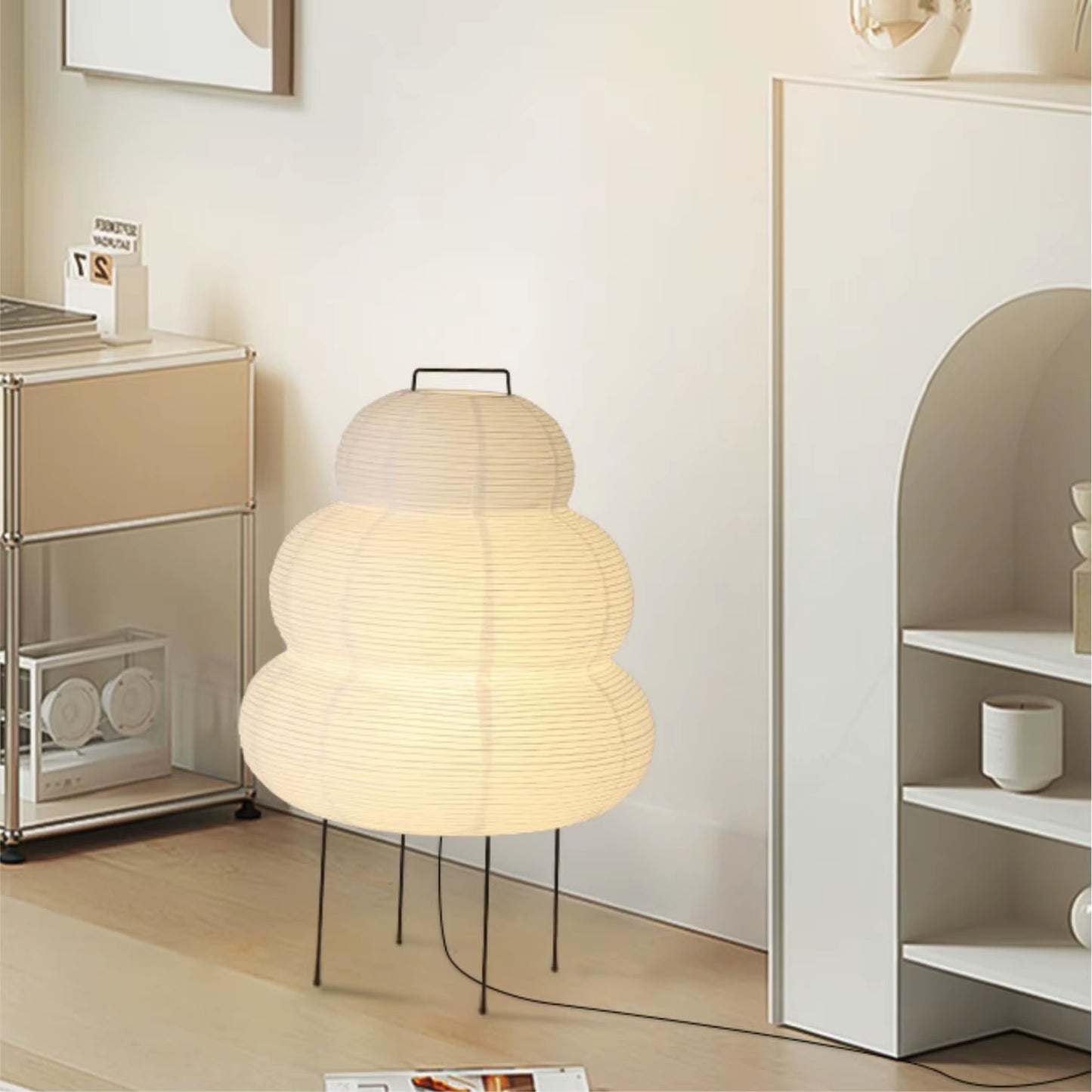 Noguchi Style Akari Floor Lamp, Rice Paper Lantern, Cloud, Japanese Floor Lamp