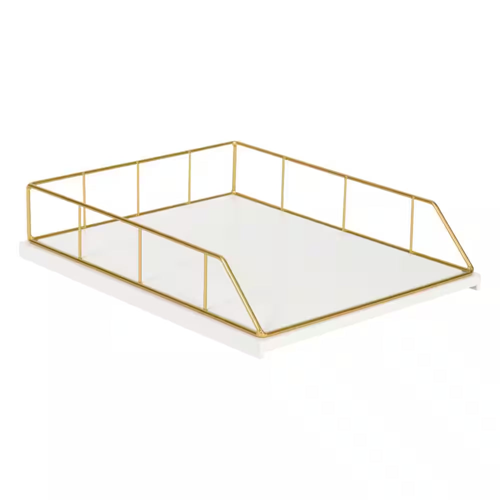 Benbrook White/Gold Metal Letter Tray (2-Pack)