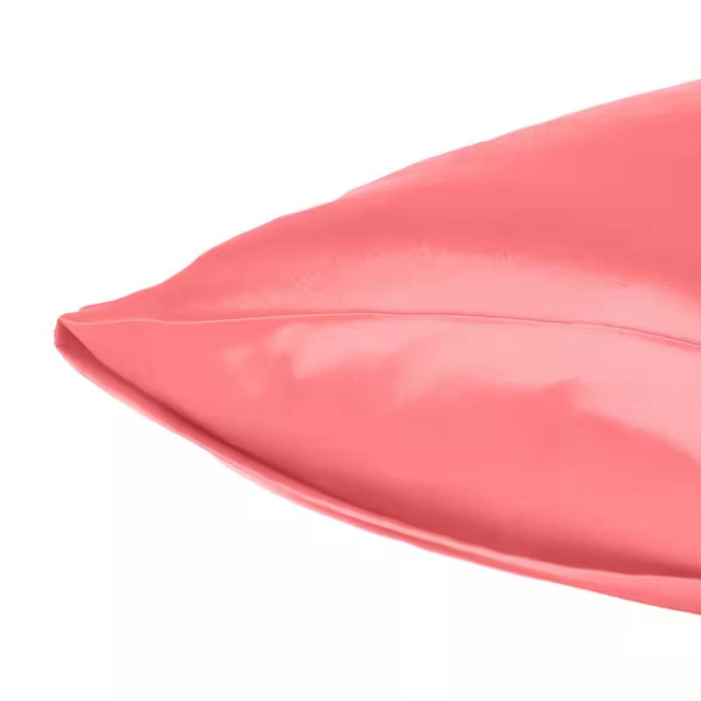 Amelia Coral Solid Color Satin Queen Pillowcases (Set of 2)