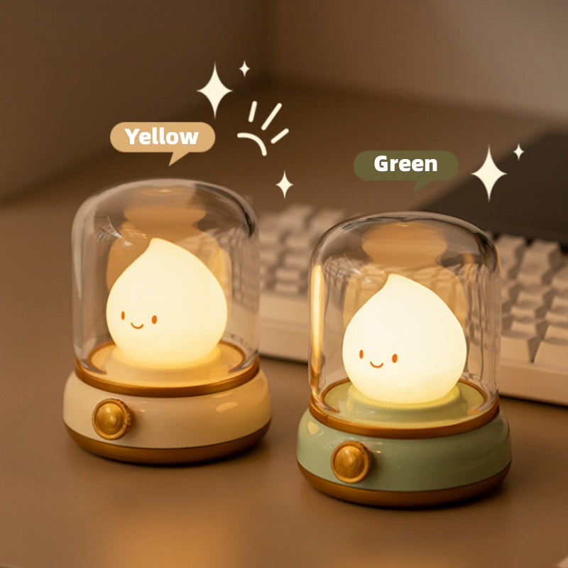 Retro Small Night Lamp Bedroom Mini Desktop LED Cute Night Lamp Creative USB Rechargeable Portable Cartoon Table Lamp for Coffee Bar Hotel Bedroom Home Decor