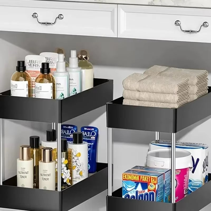 2 Tier under Sink Storage Organizer Multipurpose Rack Bathroom Kitchen Organizer Storage Multipurpose Holder Rack for Kitchen