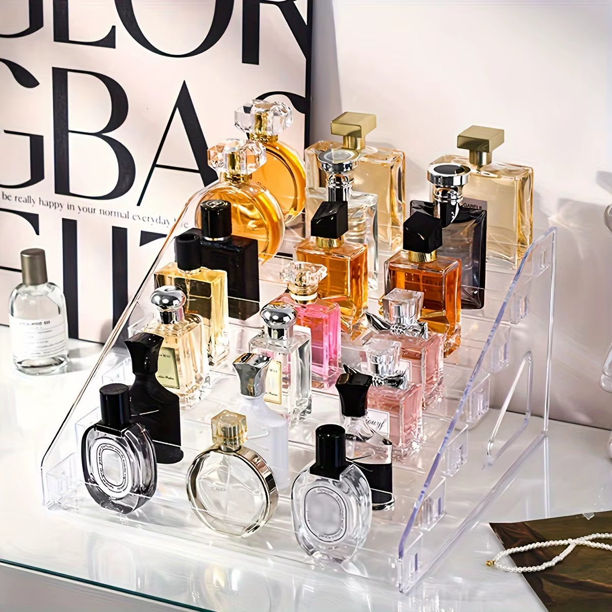1Pc Acrylic Multilayer Ladder Transparent Perfume Display Shelf Cosmetics Store Display Shelf Is Suitable for Lipstick Organizer