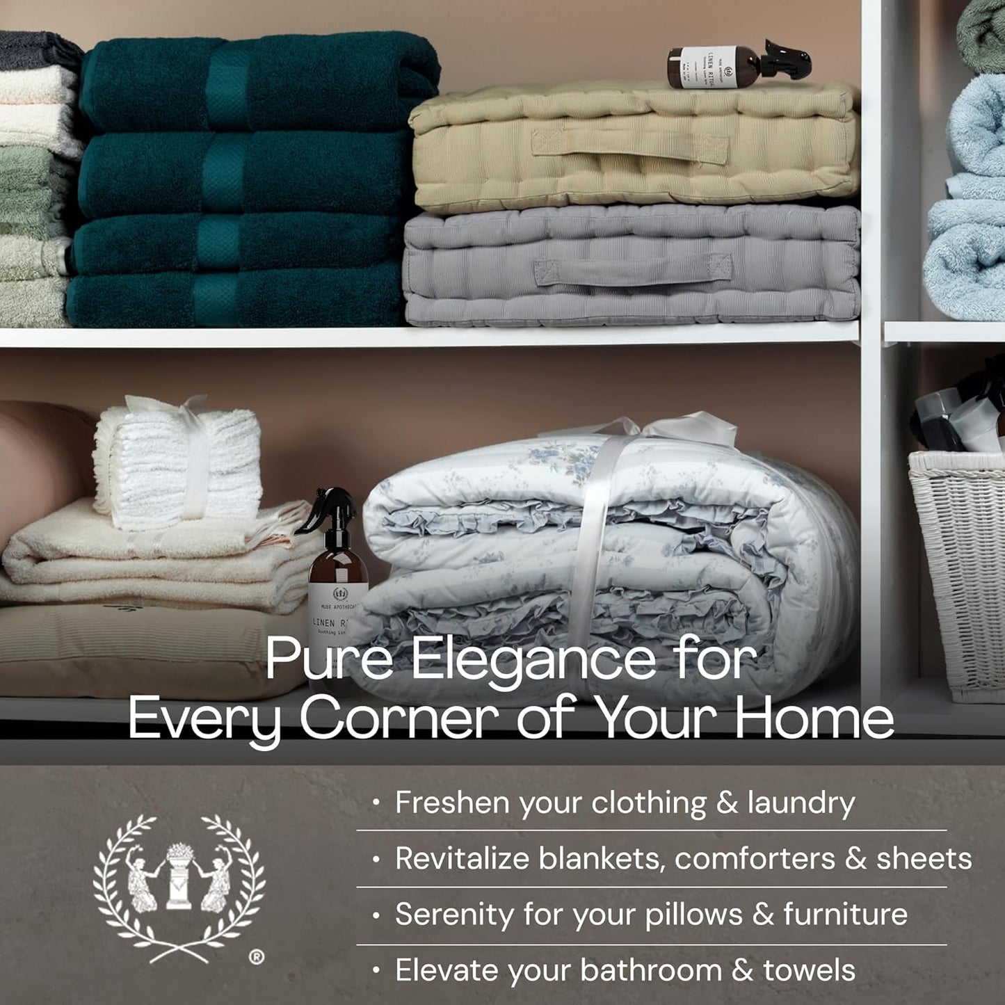 Linen Ritual - Aromatic, Soothing, and Relaxing Linen Spray for Bedding, Laundry and Fabric Spray Freshener - Infused with Aromatherapy Essential Oils - Lavender Serenity