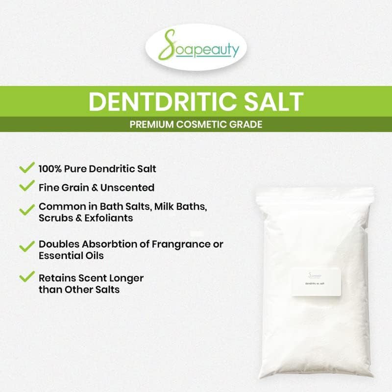 Dendritic Salt | Premium Fine Grain Bath and Body Salt for Scrubs, Exfoliants, and Milk Baths | High Absorption for Fragrance Oils and Essential Oils | 5 Lb