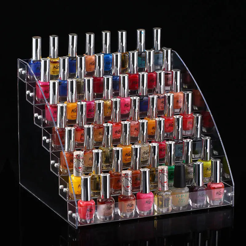 Acrylic Display Rack Nail Polish Storage Box Transparent Ladder Perfume Stand Holder Makeup Organizer Toy Shelf Desktop Shelf