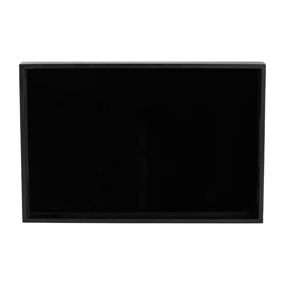 Black Rectangular Wood/Glass 14/18 In. Decorative Tray Set (Set of 2)