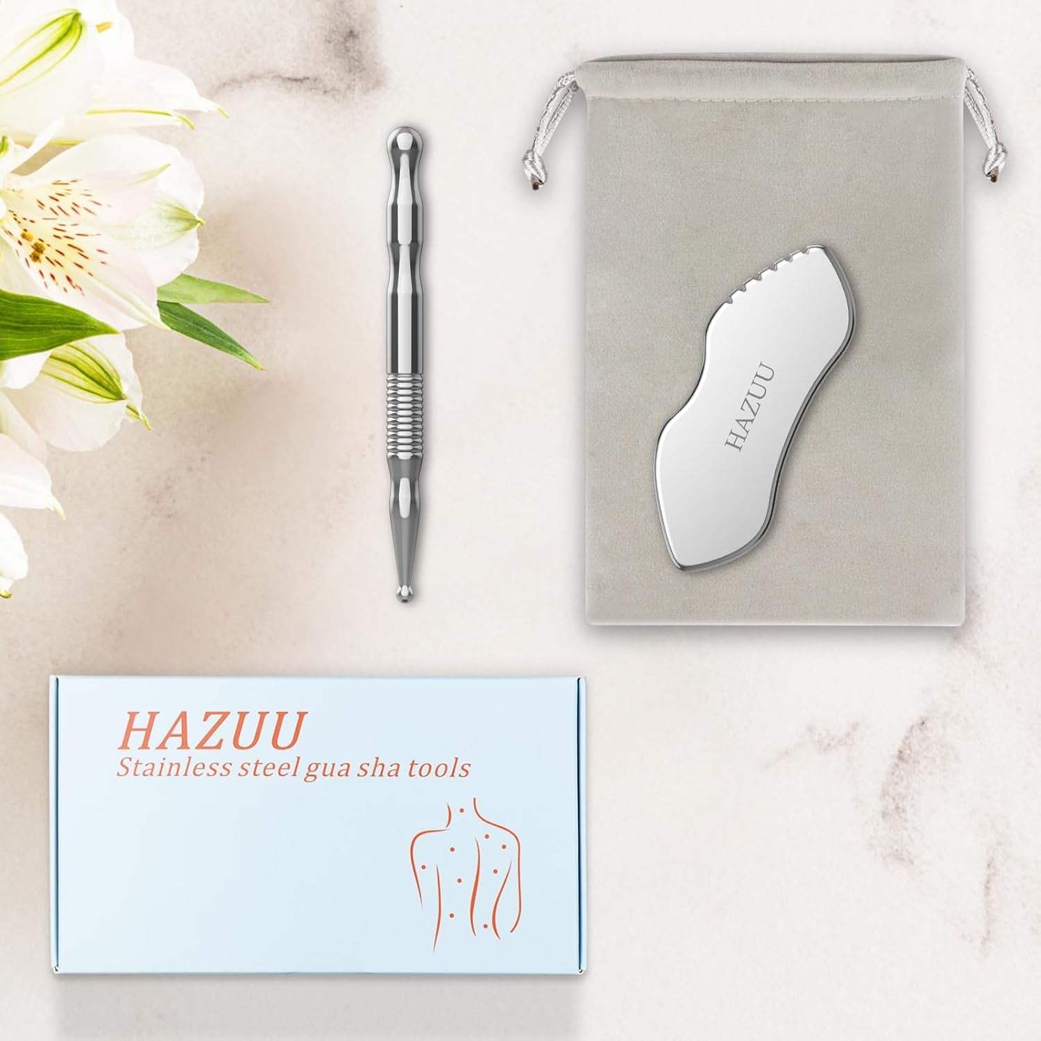 Stainless Steel Gua Sha Tool & Acupuncture Pen- Deep Tissue Massage & Pain Relief Therapy with Trigger Point - Full Body Self-Massage Acupressure Bar for Relaxation (JGS-3)