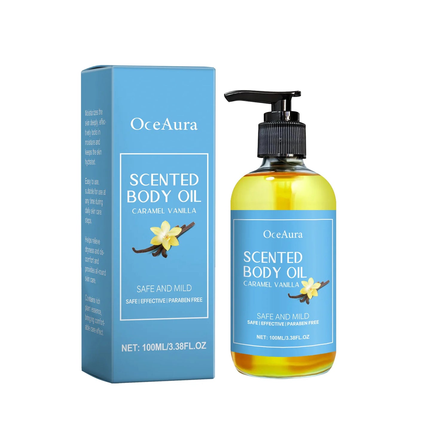 Caramel Body Oil Vanilla Scented Fragrance Moisturizing Deep Nourishing Glowing Repair Stress Relief Smoothing Skin Massage Oil