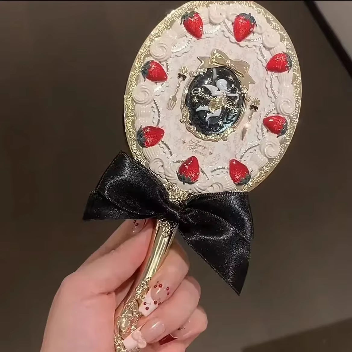 Flower Knows Vanity Mirror Violet Strawberry Rococo Hand Mirror Makeup Mirrors Portable Mirror with Handle