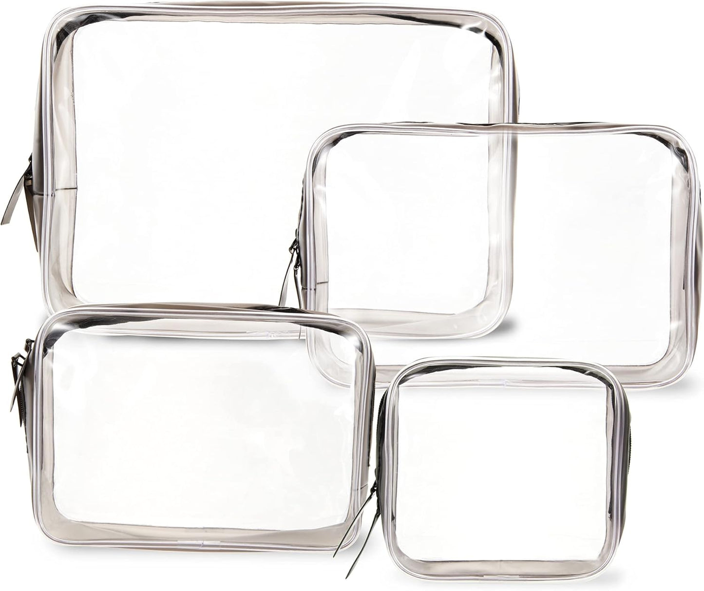 4 Pcs Clear Makeup Bags with Zipper, Makeup Cosmetic Bag for Women Men, Makeup Bag for Travel, Bathroom