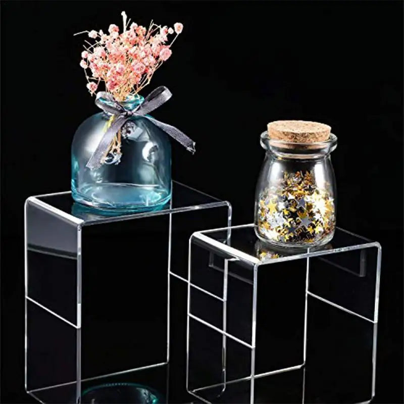 10Pcs Display Stands Stackable Storage Bins Clear Container Clear Acrylic Display Risers Makeup Perfume Organizer Perfume Stands
